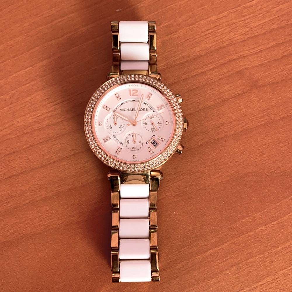 Michael kors Parker watch -white and rose gold